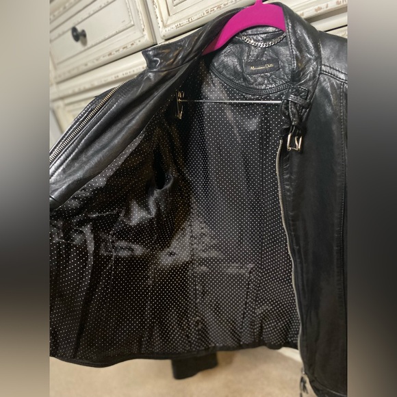 Massimo Dutti genuine sheepskin leather biker jacket black (Women, M size) - Picture 10 of 16